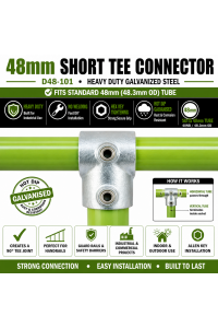 10x 48mm Silver Bracket Short Tee Connector Balustrade Handrail Fitting Clamp