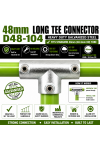 10x 48mm Silver Bracket Long Tee Connector Balustrade Handrail Fitting Clamp