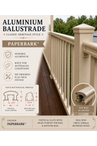 Ladies Waist - Paperbark Cream - Heritage Style - Hand Rails - PER SQM - Cut to SIZE - You DIY aluminium Ladies Waist Style