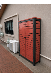 Red Cedar Timber-look Battery Enclosures - Slatted - Shale GREY light - Aluminum - Roof & Door Options - See SQM Guide