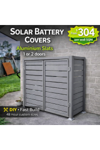 1 or 2 door Battery Enclosures - Slatted - Shale GREY light - Aluminum - Roof & Door Options - See SQM Guide