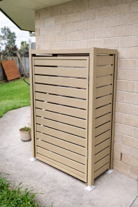 Battery Enclosures - Slatted - Paperbark or Cream - Aluminum - Roof & Door Options - See SQM Guide