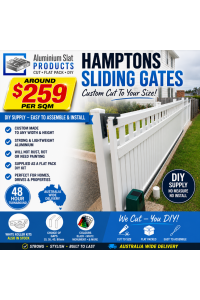 Hamptons Style SLIDING Gates with Slats on TOP and BOTTOM- DIY Kits - 7 colours