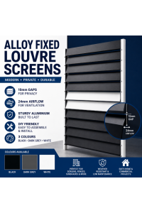 Horizontal Screens & Fences made with Louvres- Fixed Gaps - 3 Colours
