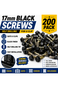 17mm Black Screws x200 - For U Clips