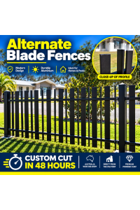 Blade & Picket Fencing - Alternate Modern - Custom Cut in 48 hours aluminum