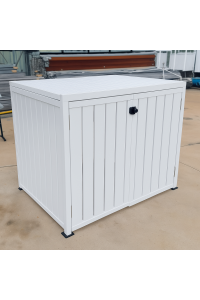 White Pump Shed - Slatted - Vertical CUSTOM Sizes with Doors & Roof