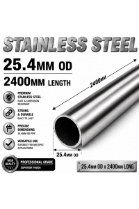 25.4mm OD x 2400mm 304 Stainless Steel Universal Exhaust Intake Pipe – 1.6mm Wall