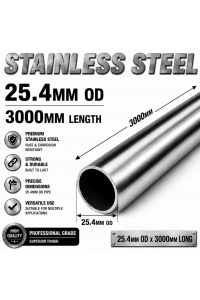 25.4mm OD x 3000mm 304 Stainless Steel Universal Exhaust Intake Pipe – 1.6mm Wall