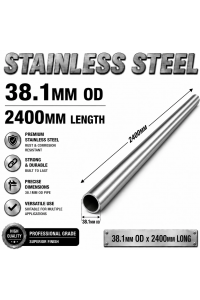 38.1mm OD x 2400mm 304 Stainless Steel Universal Exhaust Intake Pipe – 1.6mm Wall