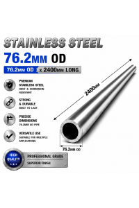 76.2mm OD x 2400mm 304 Stainless Steel Universal Exhaust Intake Pipe – 1.6mm Wall