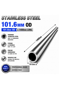 101.6mm OD x 1400mm 304 Stainless Steel Universal Exhaust Intake Pipe – 1.6mm Wall