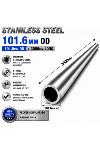 101.6mm OD x 3000mm 304 Stainless Steel Universal Exhaust Intake Pipe – 1.6mm Wall
