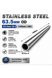 63.5mm OD x 1400mm 304 Stainless Steel Universal Exhaust Intake Pipe – 1.6mm Wall