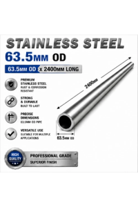 63.5mm OD x 2400mm 304 Stainless Steel Universal Exhaust Intake Pipe – 1.6mm Wall