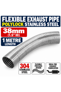 38mm ID x 1000mm Flexible Exhaust Pipe Stainless Steel 316 Polylock