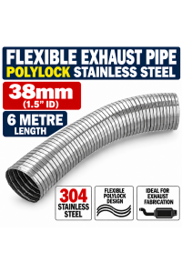 38mm ID x 6000mm Flexible Exhaust Pipe Stainless Steel 316 Polylock