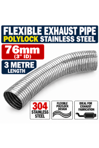 76mm ID x 3000mm Flexible Exhaust Pipe Stainless Steel 316 Polylock