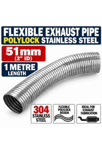 51mm ID x 1000mm Flexible Exhaust Pipe Stainless Steel 316 Polylock