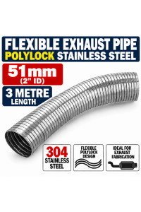 51mm ID x 3000mm Flexible Exhaust Pipe Stainless Steel 316 Polylock