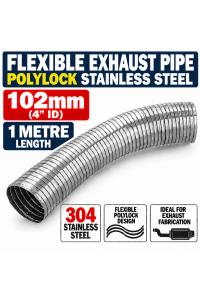 102mm ID x 1000mm Flexible Exhaust Pipe Stainless Steel 316 Polylock